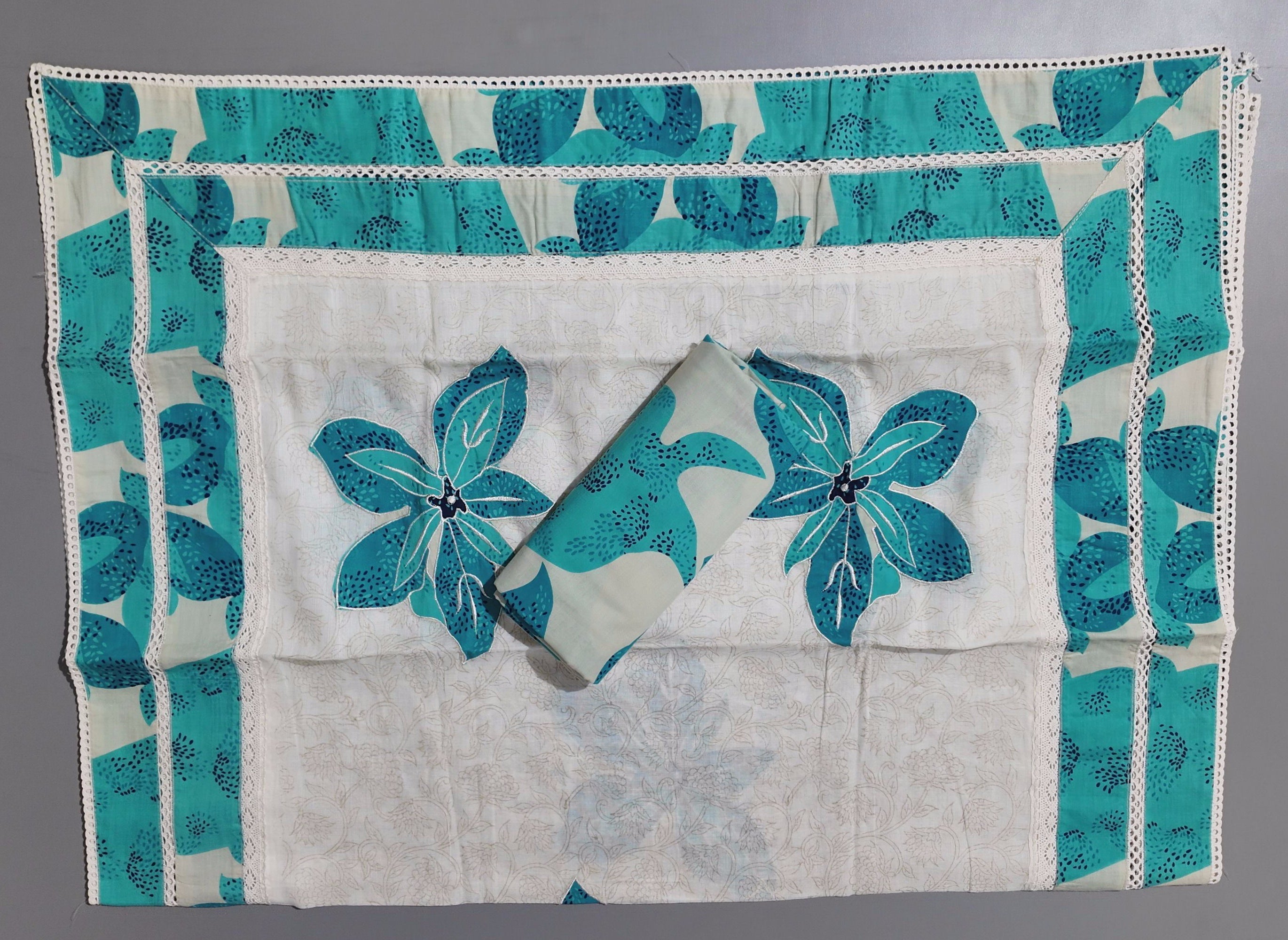 Chic Ivory & Turquoise Embroidered Unstitched Suit