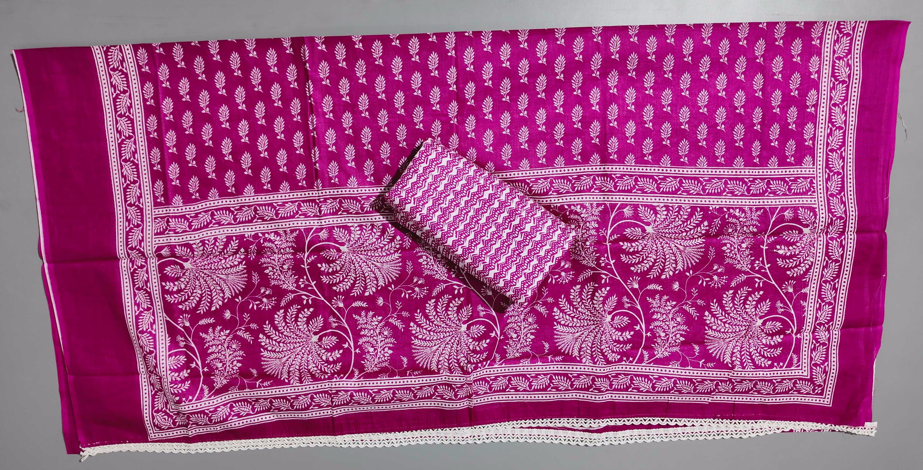 Blossom Symphony: Fuchsia Floral Unstitched Ensemble