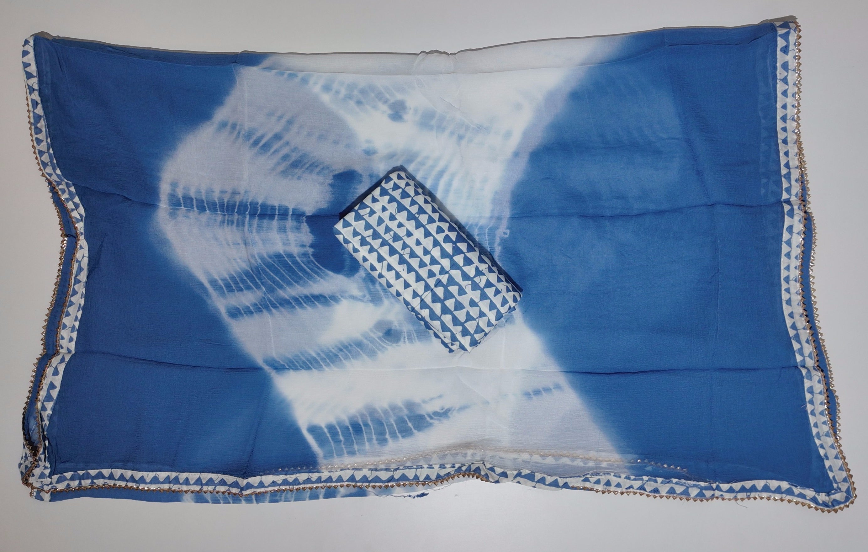 Artisanal Indigo Tapestry Unstitched Suit Fabric