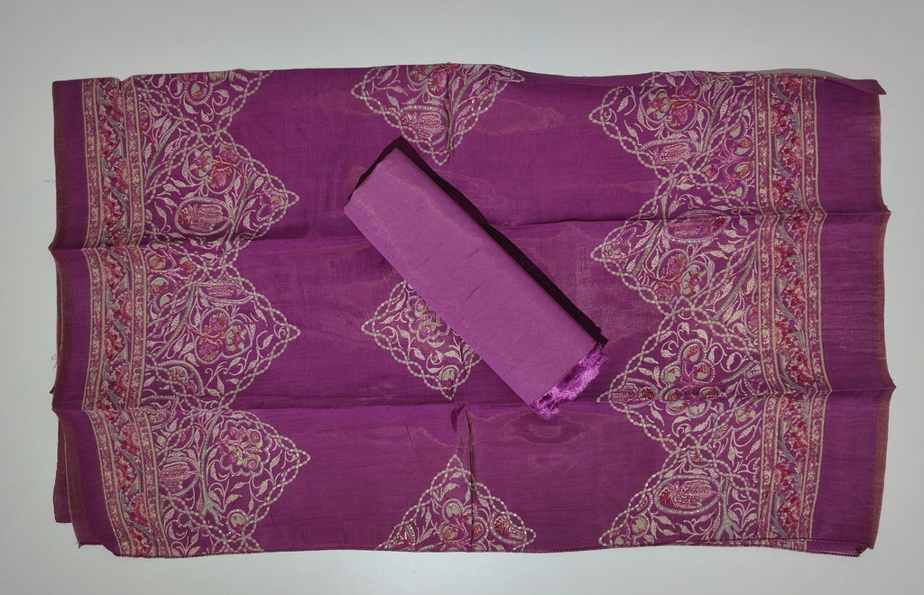 Mesmerizing Magenta: Artisan Embroidered Unstitched Suit