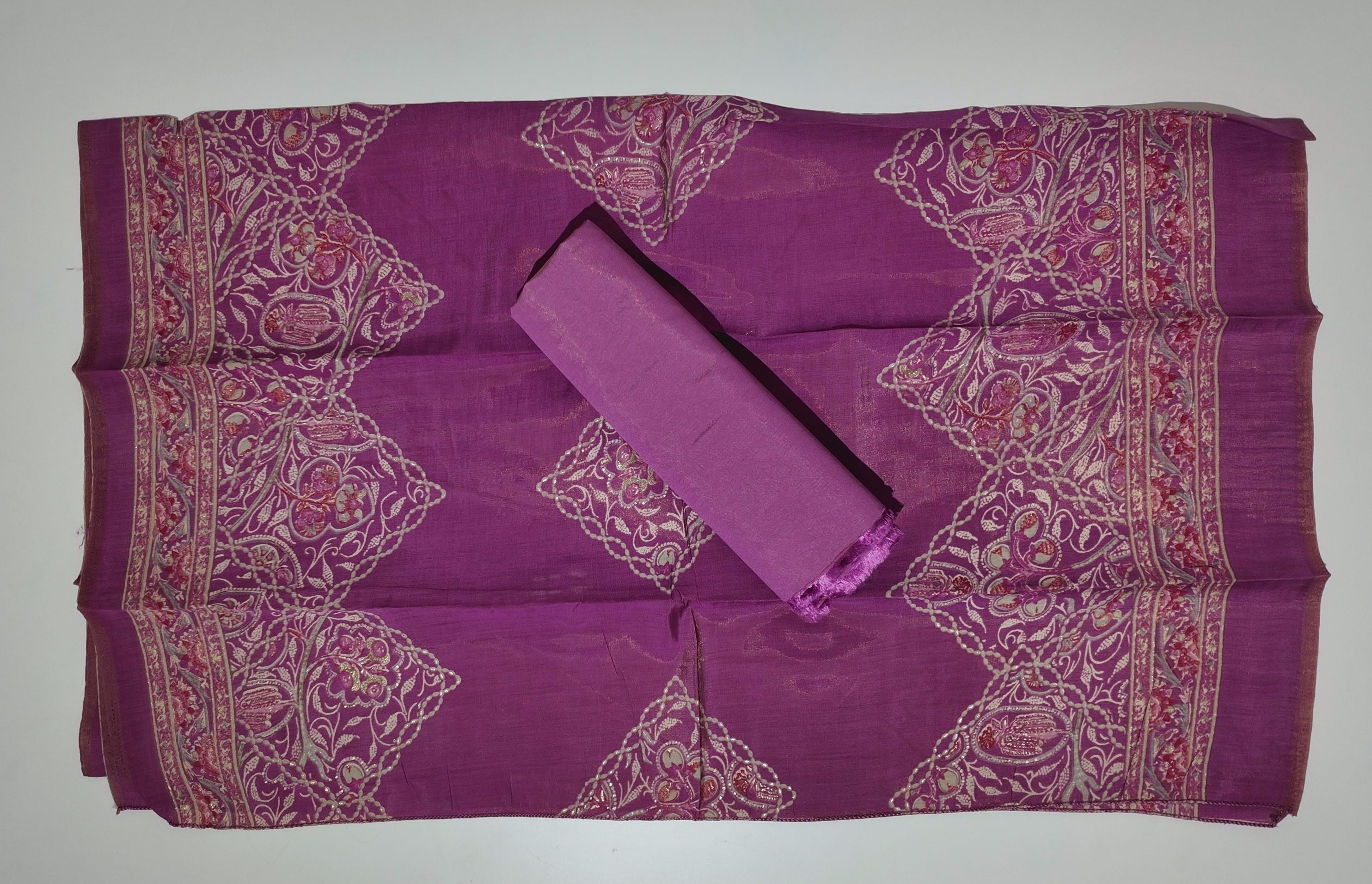 Mesmerizing Magenta: Artisan Embroidered Unstitched Suit