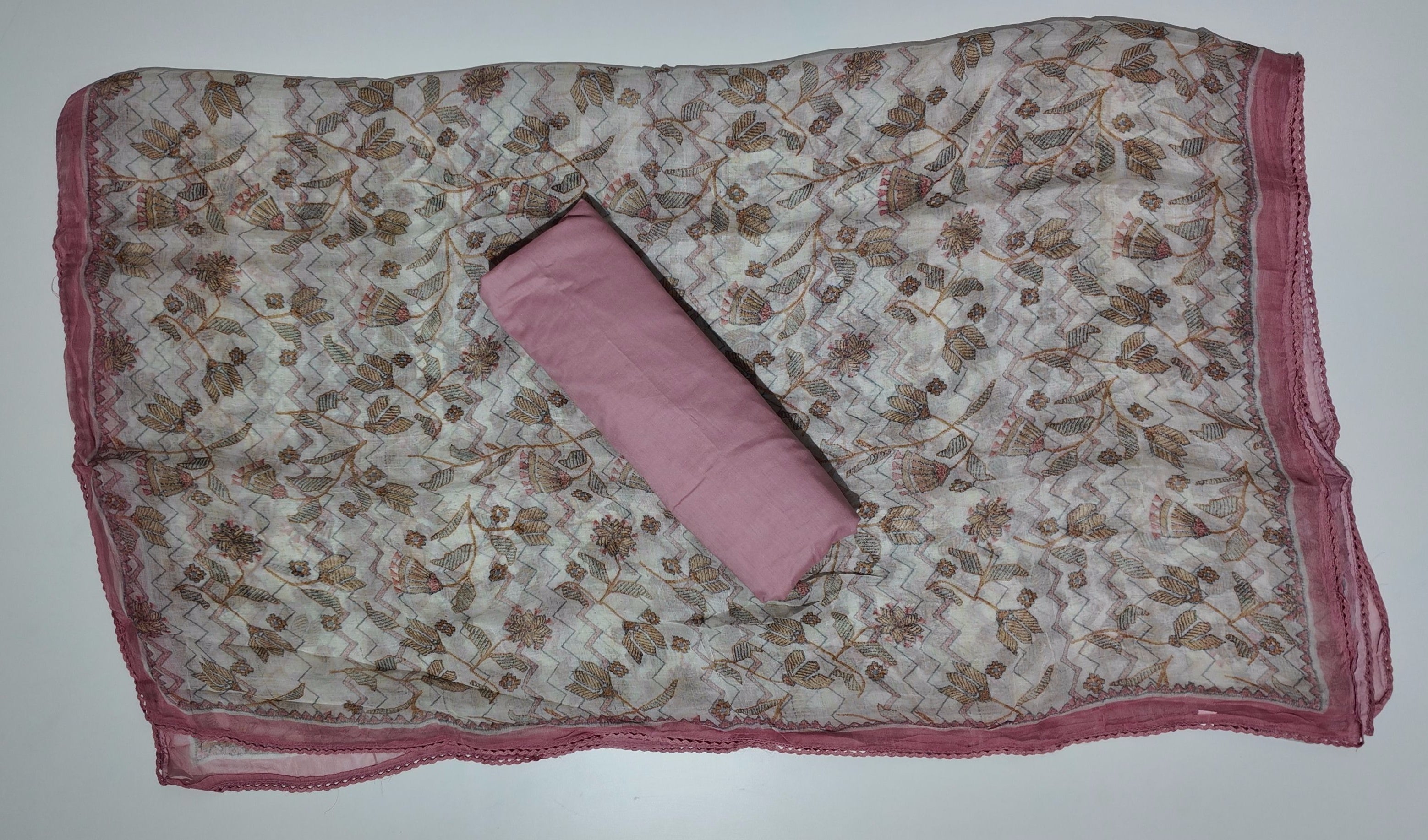 Floral Festive Charm: Unstitched Embroidered Suit",