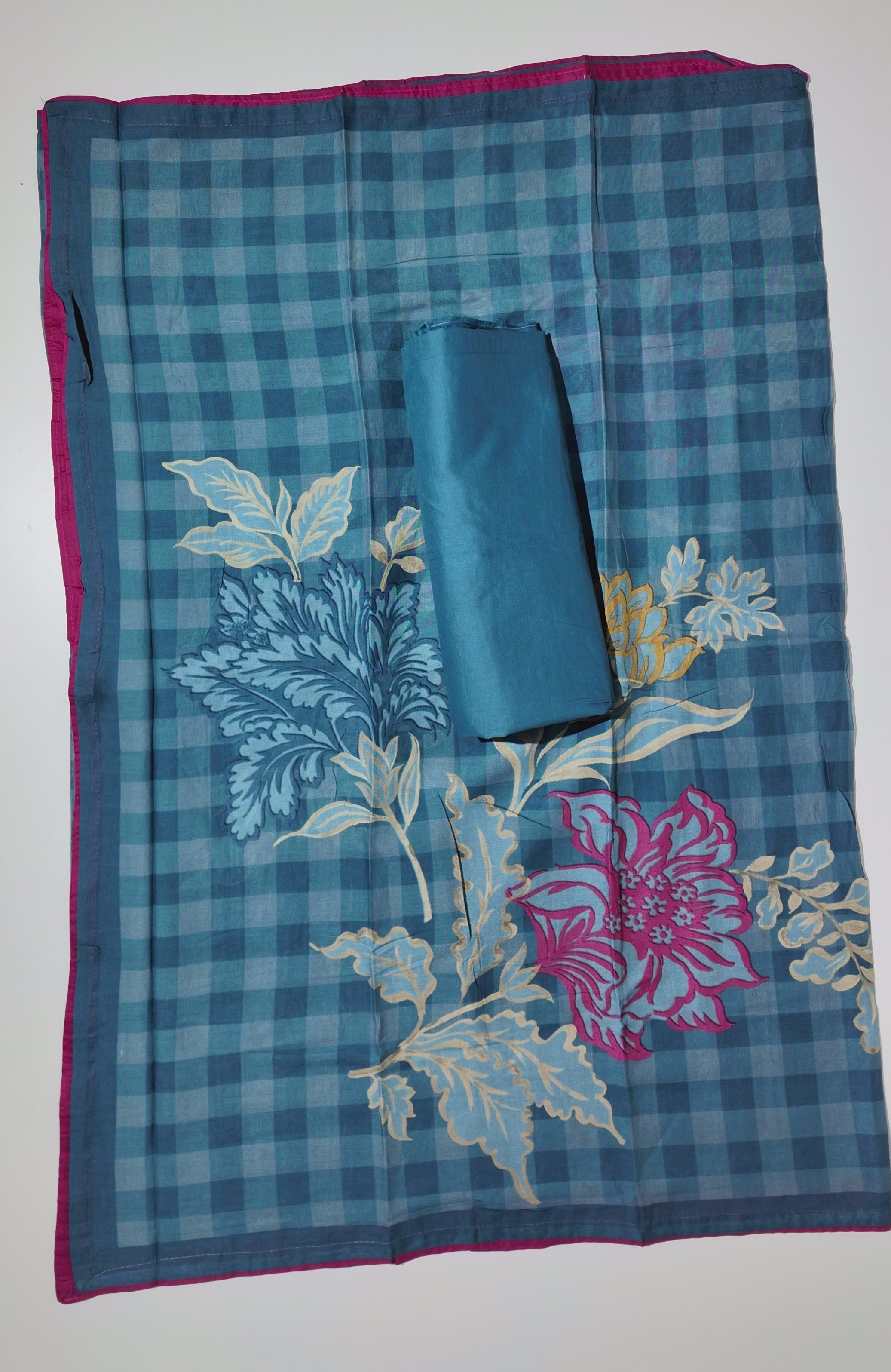 Ocean Teal Unstitched Suit with Artisan Embroidery