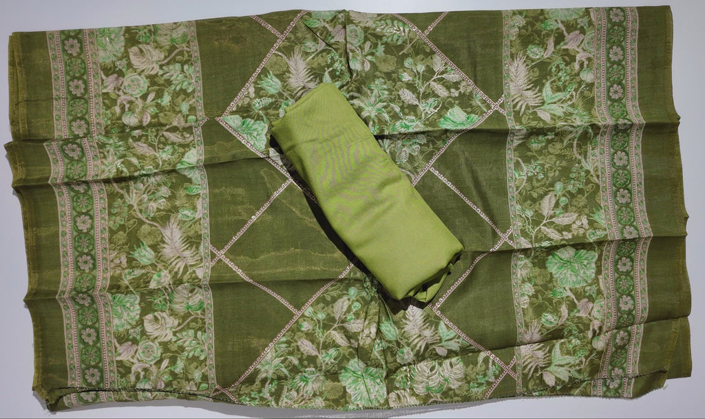 Verdant Charm: Premium Flora Unstitched Suit