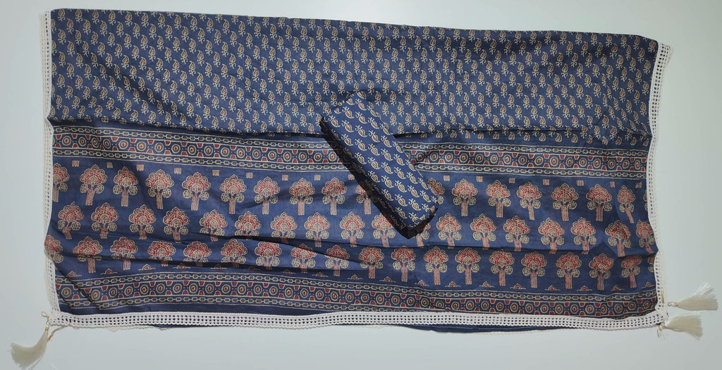 Midnight Blossom Unstitched Suit with Intricate Embroidery