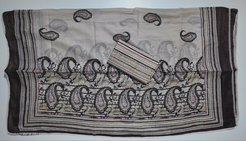 Artisan-Embroidered Paisley Elegance Unstitched Suit