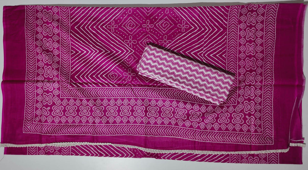 Vibrant Fuchsia Unstitched Suit with Intricate Embroidery