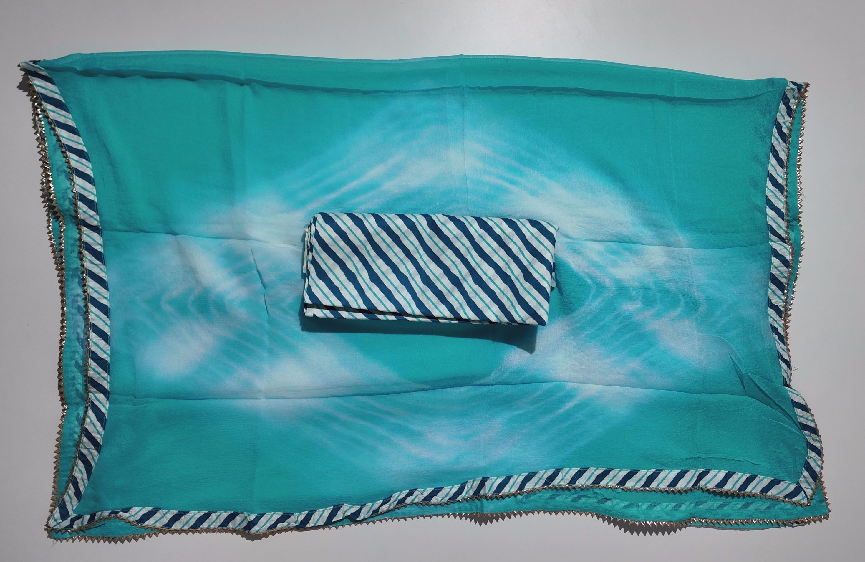 Timeless Azure Delight: Handcrafted Unstitched Perfection