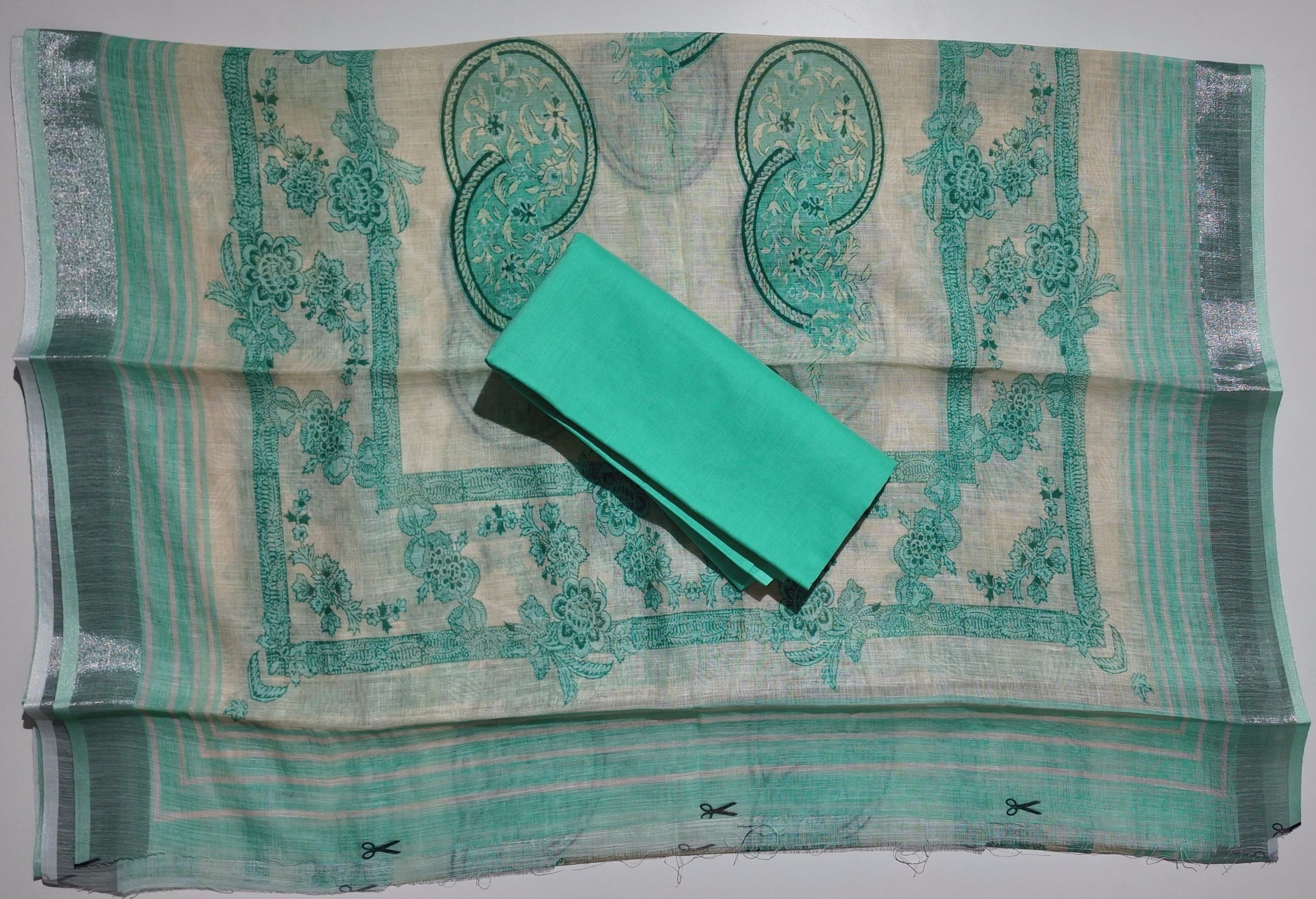 Aqua Blossom Embroidered Unstitched Suit - Perfect for Festive Flair