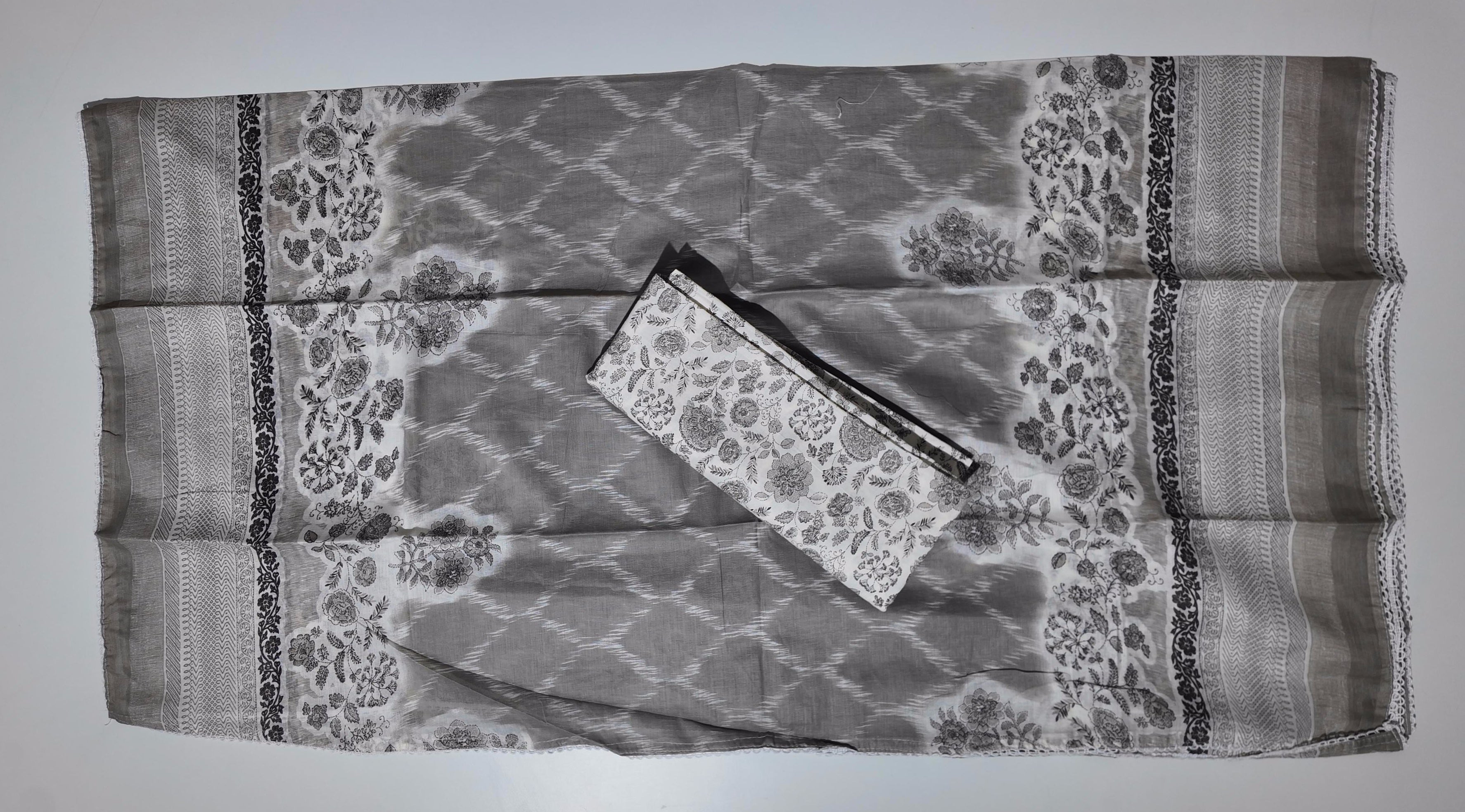 Luxurious Floral Charm: Unstitched Suit for Effortless Elegance