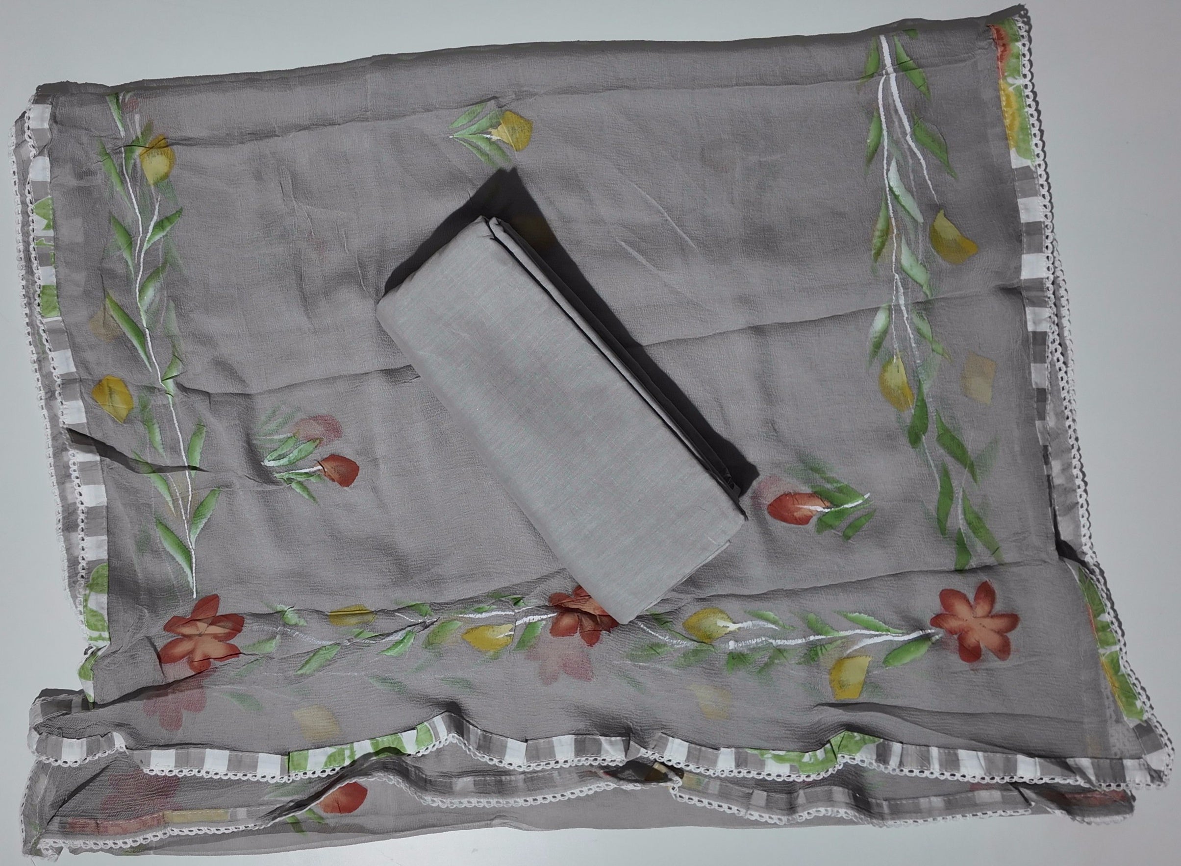 Chic Floral Embroidered Unstitched Suit - Burst of Blooms