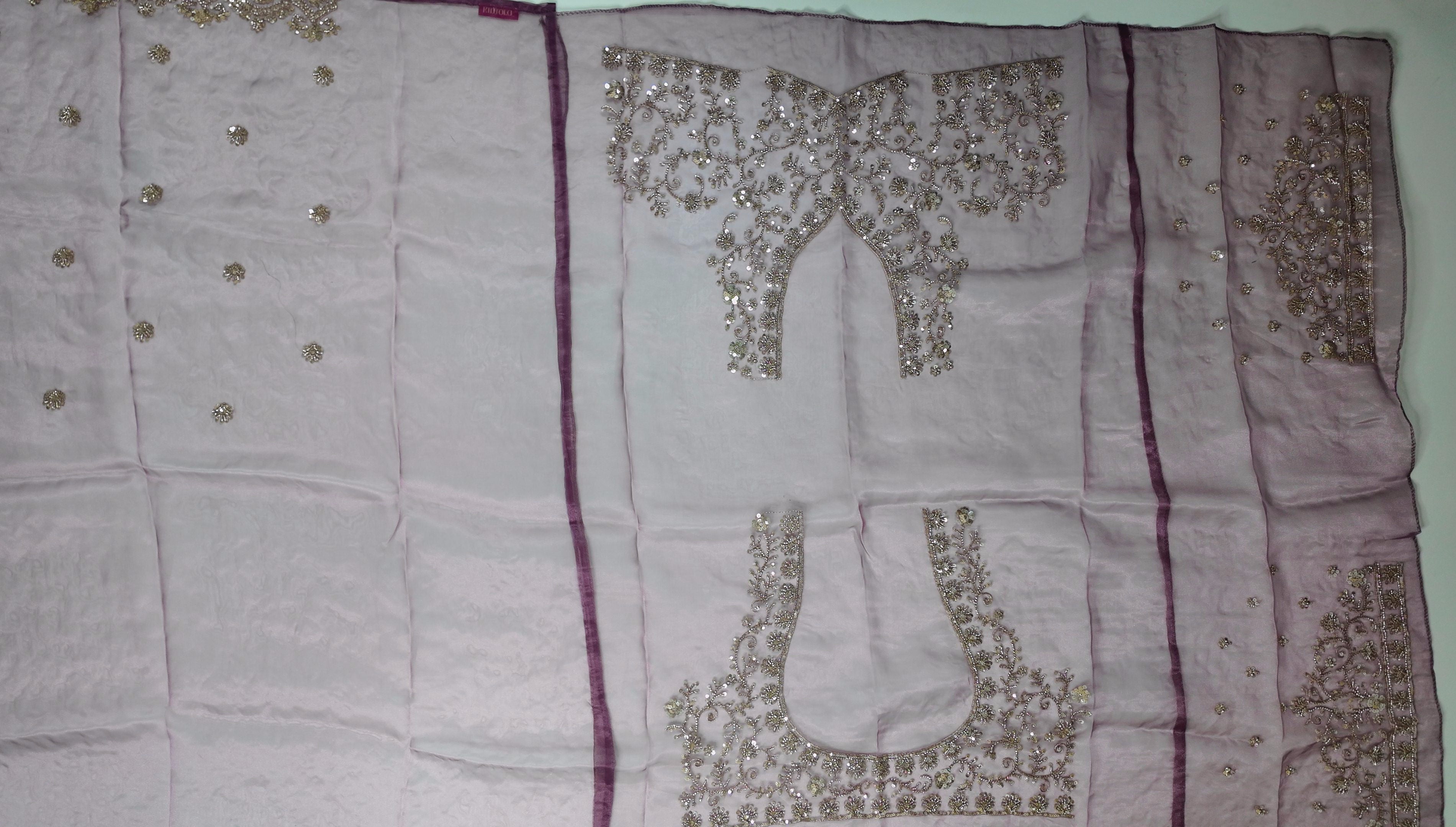 Regal Orchid Splendor: Exquisite Embellished Saree",