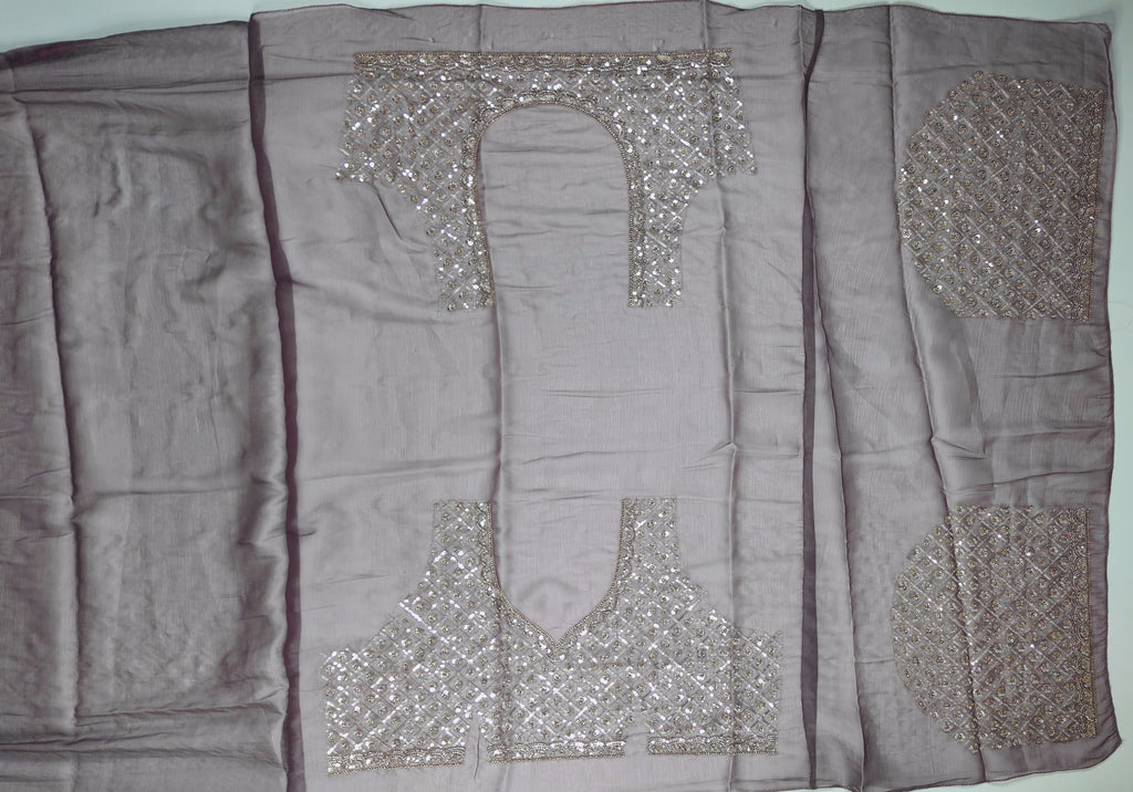 Luminous Lilac Saree with Intricate Sequin Embroidery",