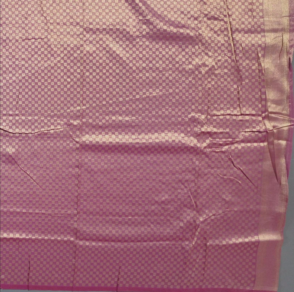 Majestic Pink Banarasi Silk Saree with Ornate Gold Woven Patterns",
