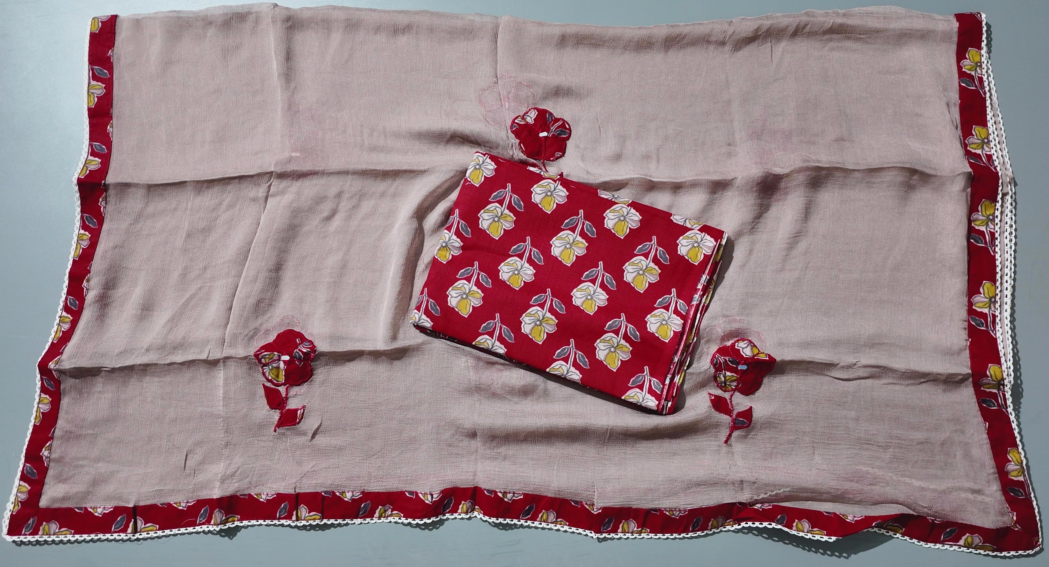 Vibrant Floral Bliss: Comfort Unstitched Suit Set