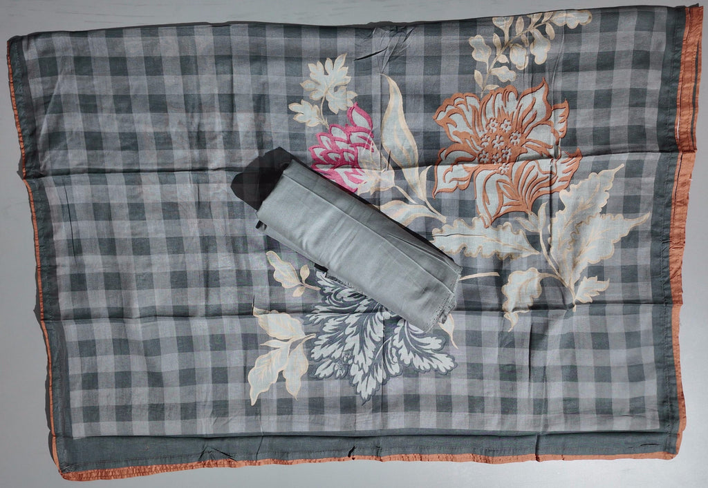 Charcoal Blossom: Artisanal Unstitched Suit Fabric
