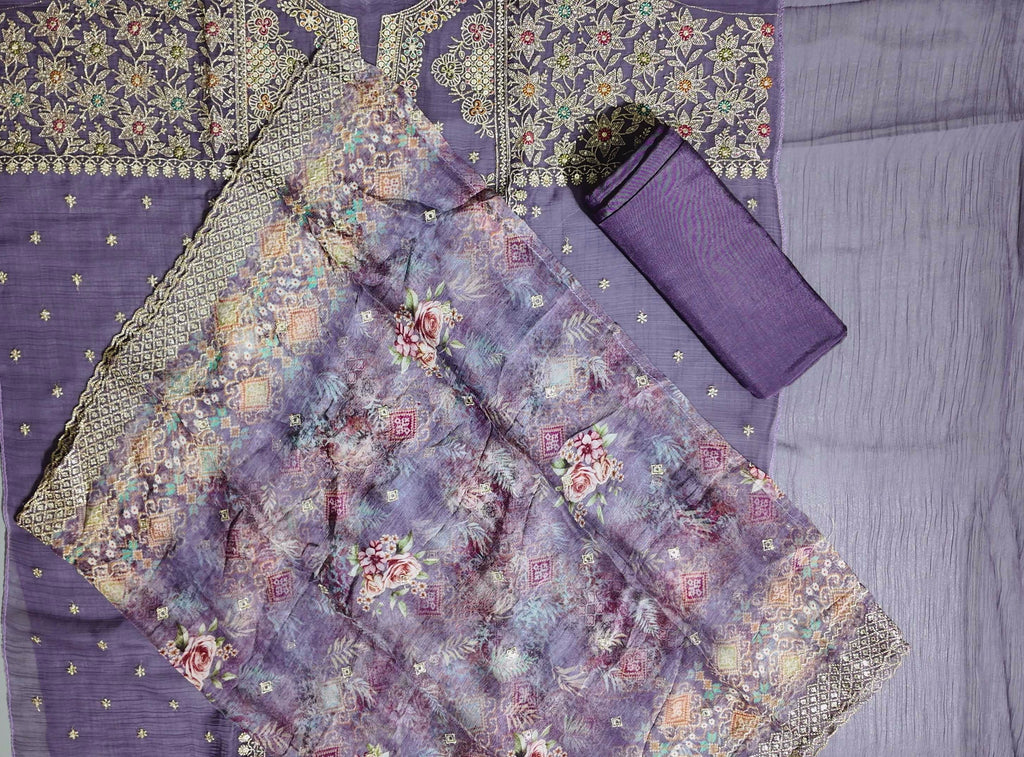 Regal Plum Embroidered Unstitched Suit with Floral Intricacies