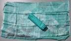 Serene Aqua Blossoms: Unstitched Suit with Intricate Lace