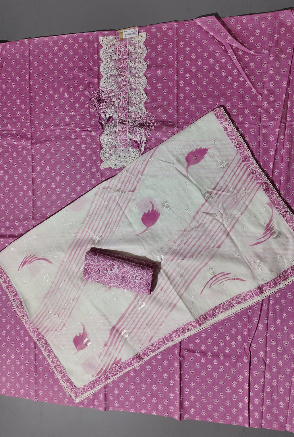 Lavender Bloom Unstitched Suit – Perfect for Festive Elegance",