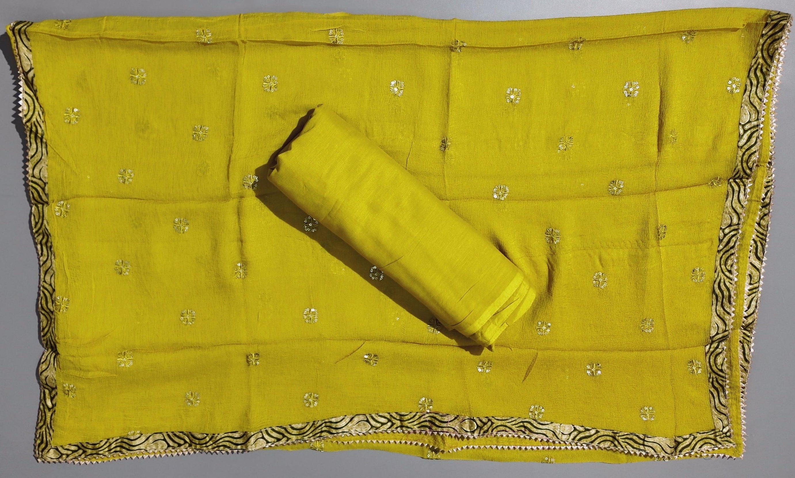Luxe Radiance Unstitched Suit with Opulent Gold Pattern