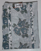 Blossom in Blue: Serene Floral Unstitched Suit