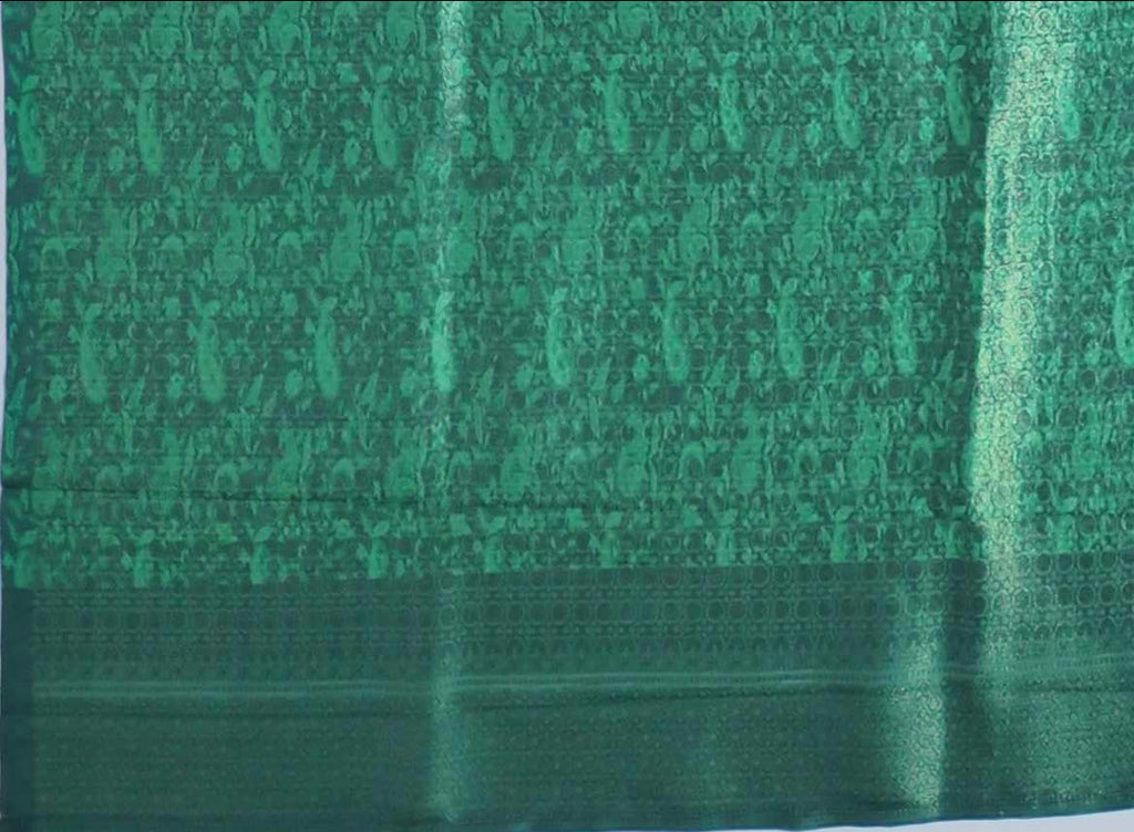 Vibrant Green Symphony: Handcrafted Floral Bliss Saree",