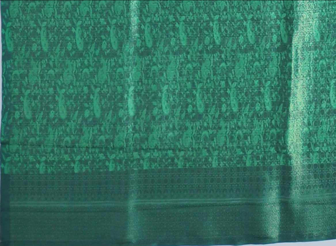 Vibrant Green Symphony: Handcrafted Floral Bliss Saree",