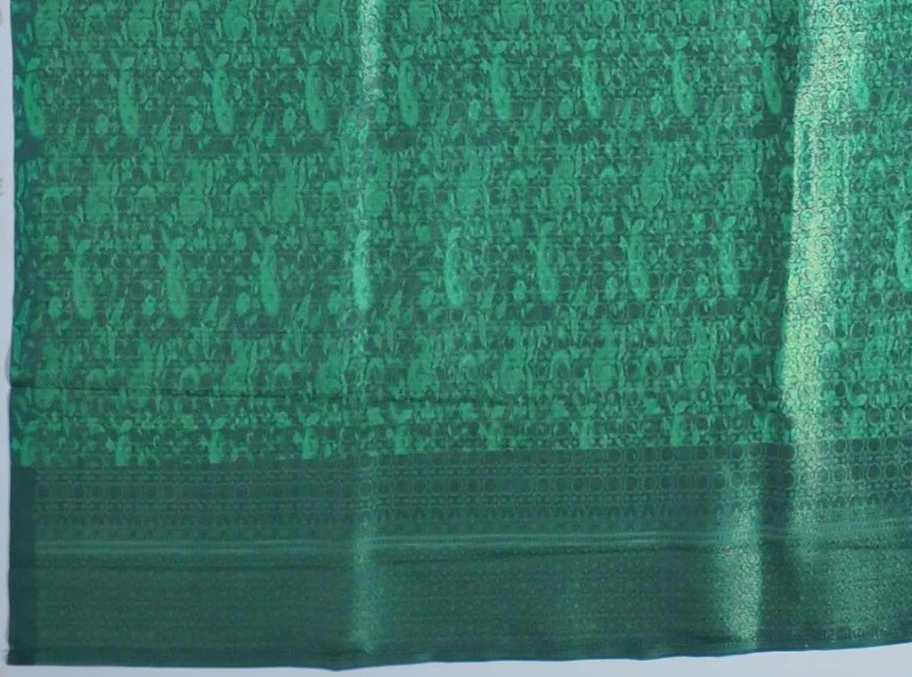 Vibrant Forest Green Saree with Festive Motifs",