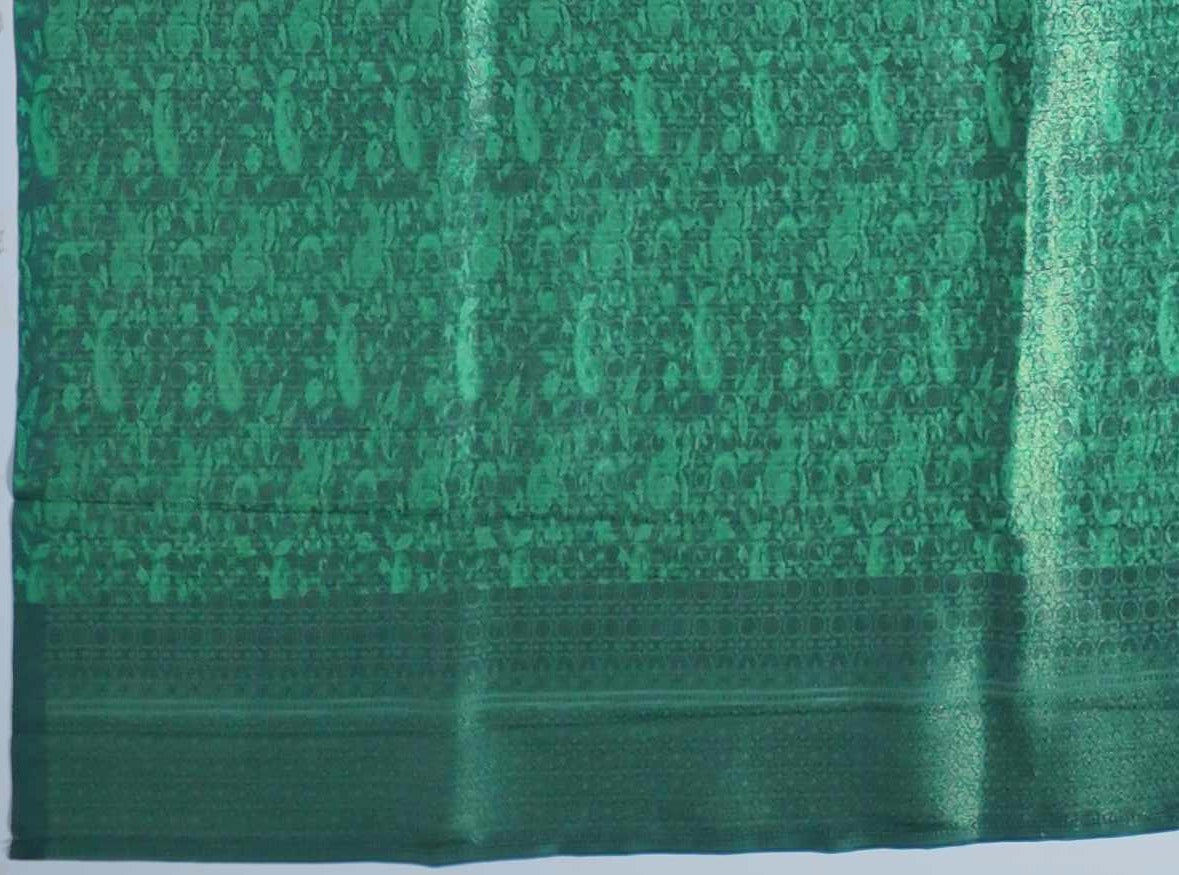 Vibrant Forest Green Saree with Festive Motifs",