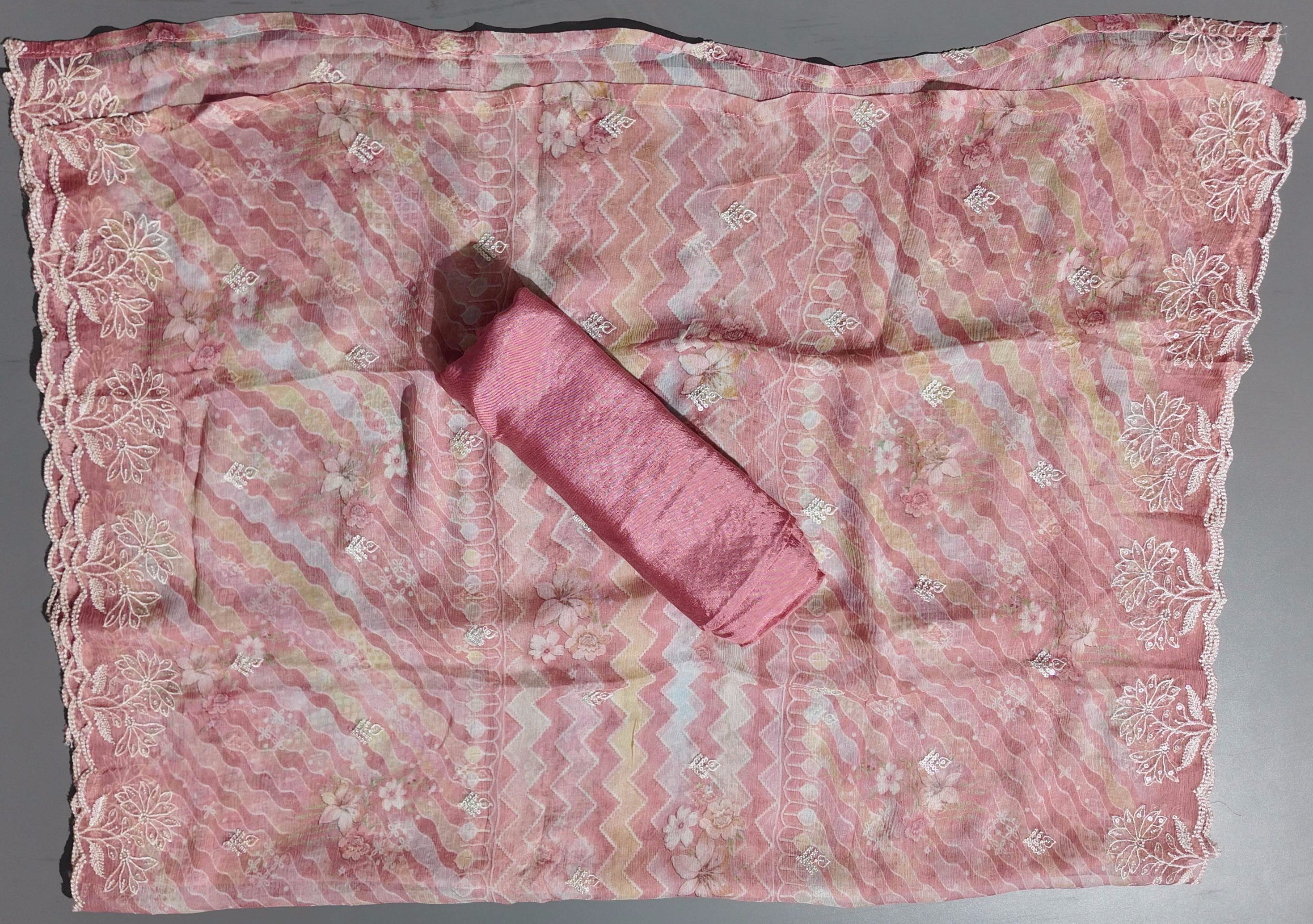 Chic Embroidered Rose Unstitched Suit: Festive Series