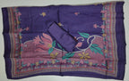 Exquisite Floral Magic Unstitched Suit - Deep Indigo Delight