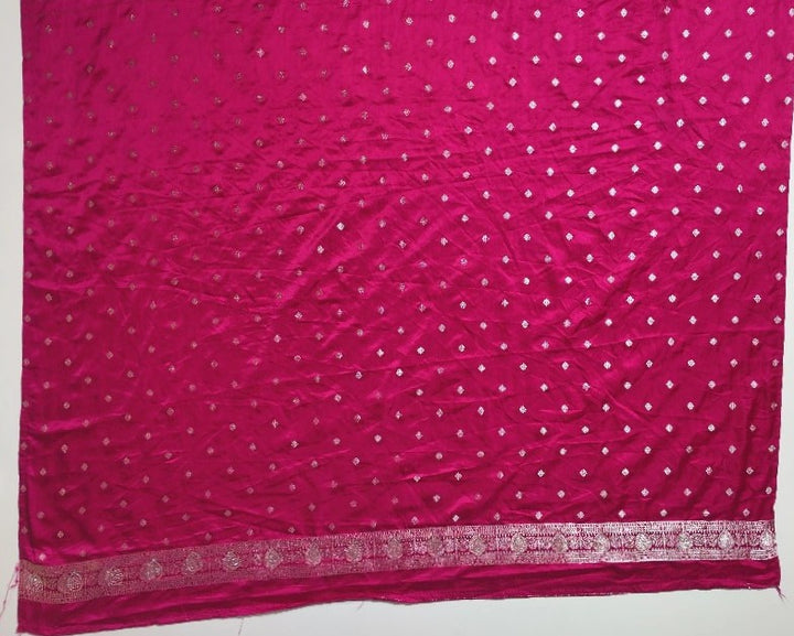 Radiant Pink Banarasi Silk Saree with Elephant Motifs - Magenta - Picture 5