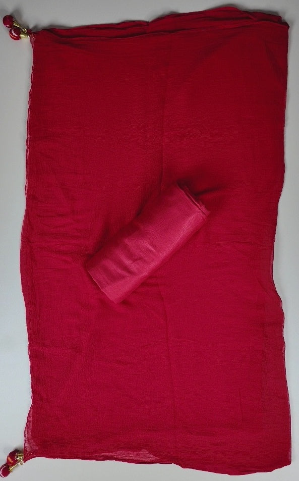 Elegant Maroon Bandhani Suit with Embroidered Neckline - Red - Picture 3