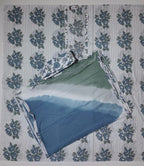 Blossom in Blue: Serene Floral Unstitched Suit