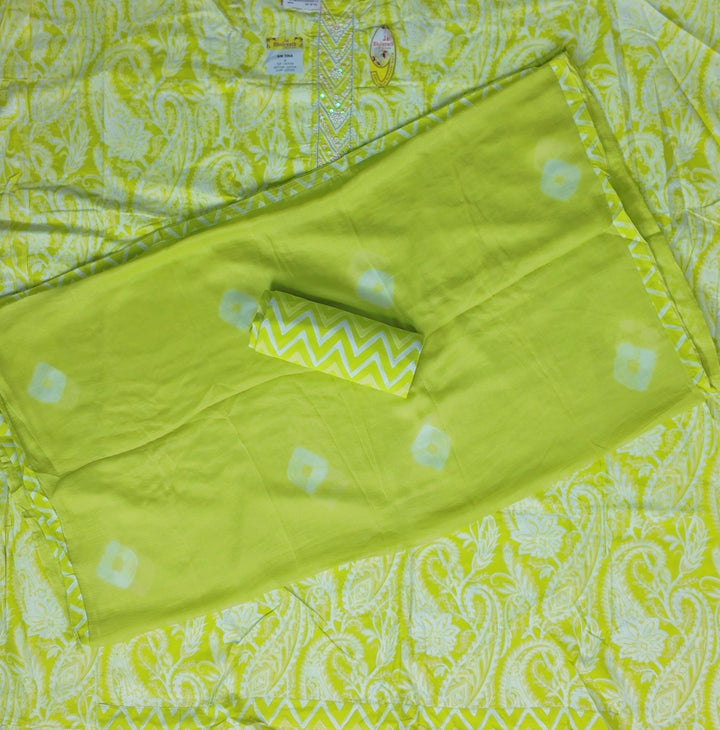 Sunny Yellow Paisley Cotton Suit Set - Yellow - Picture 6