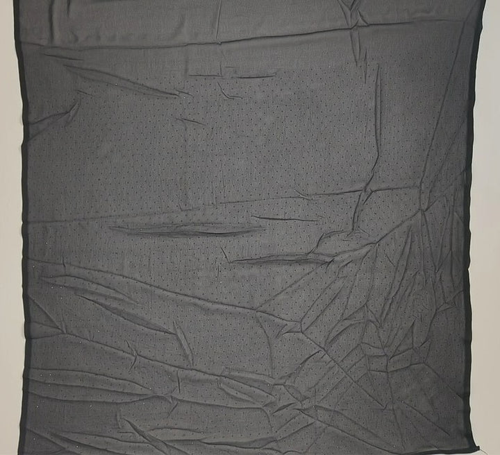 Glamorous Black Sequin Georgette Fabric - Black - Picture 5