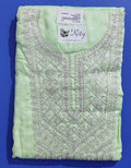 Elegant Lime Green Embroidered Kurta Set - Light green - Picture 1