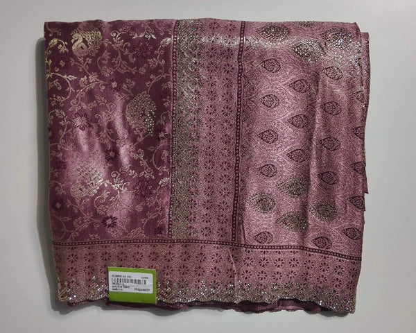 Elegant Mauve Banarasi Brocade Saree - Mauve - Picture 1
