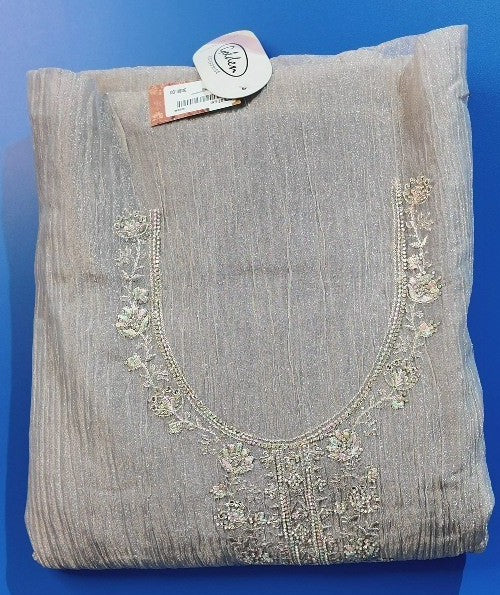 Elegant Silver Embroidered Kurti - Beige - Picture 1