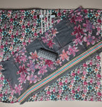 Floral Elegance Cotton Kurta Set - Dark gray - Picture 2