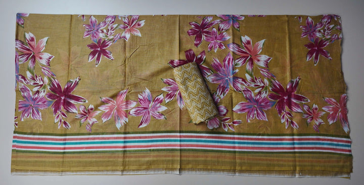 Vibrant Floral Mustard Kurti Fabric - Mustard yellow - Picture 2