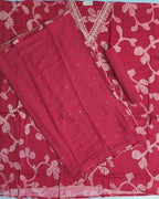 Elegant Red Bandhani Suit with Embroidery - Red - Picture 4