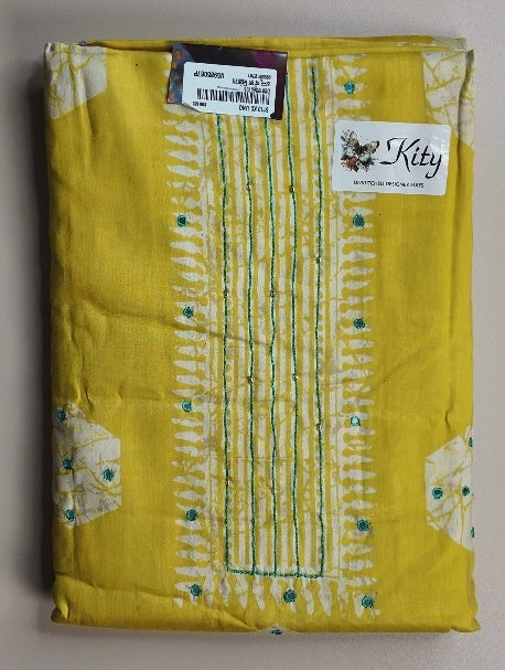 Sunny Yellow Floral Unstitched Suit Set - Yellow - Picture 1