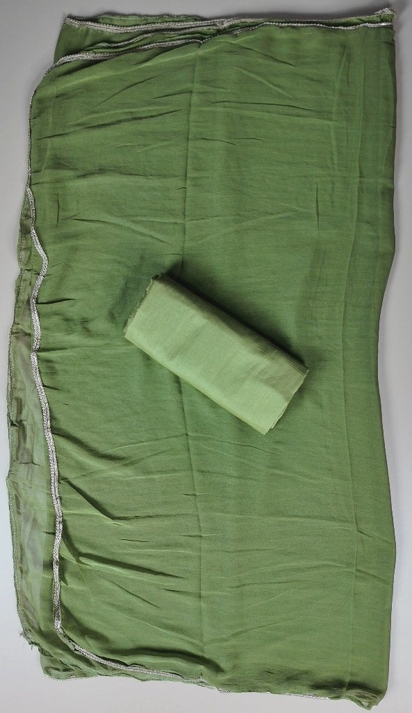 Elegant Olive Green Embroidered Suit Fabric - Olive green - Picture 3