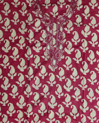 Elegant Pink Floral Embroidered Suit Set - Red - Picture 3
