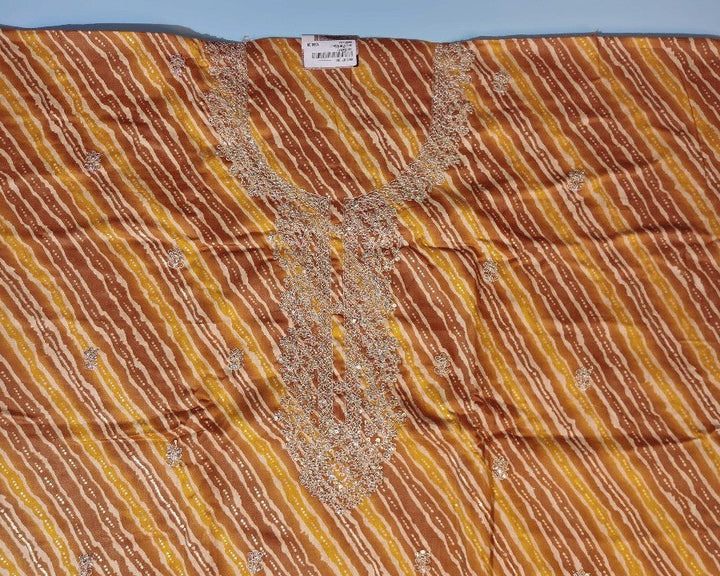 Elegant Amber Striped Embroidered Salwar Suit - Brown - Picture 3