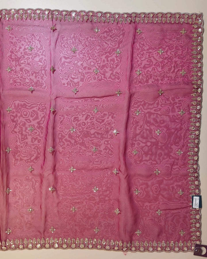 Radiant Magenta Embellished Georgette Saree - Magenta - Picture 3