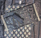 Elegant Black Silk Saree with Multicolor Embroidery - Black - Picture 6