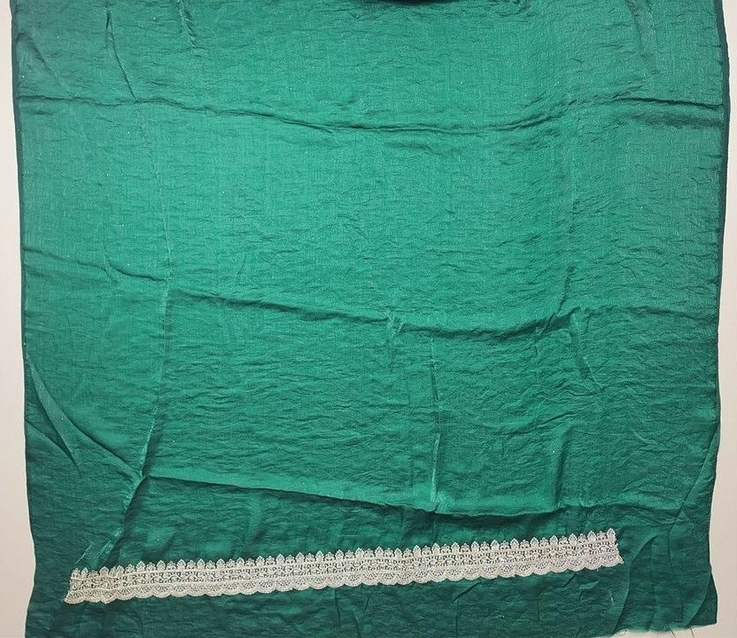 Emerald Green Embroidered Silk Saree - Dark green - Picture 5