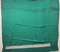 Emerald Green Embroidered Silk Saree - Dark green - Picture 5